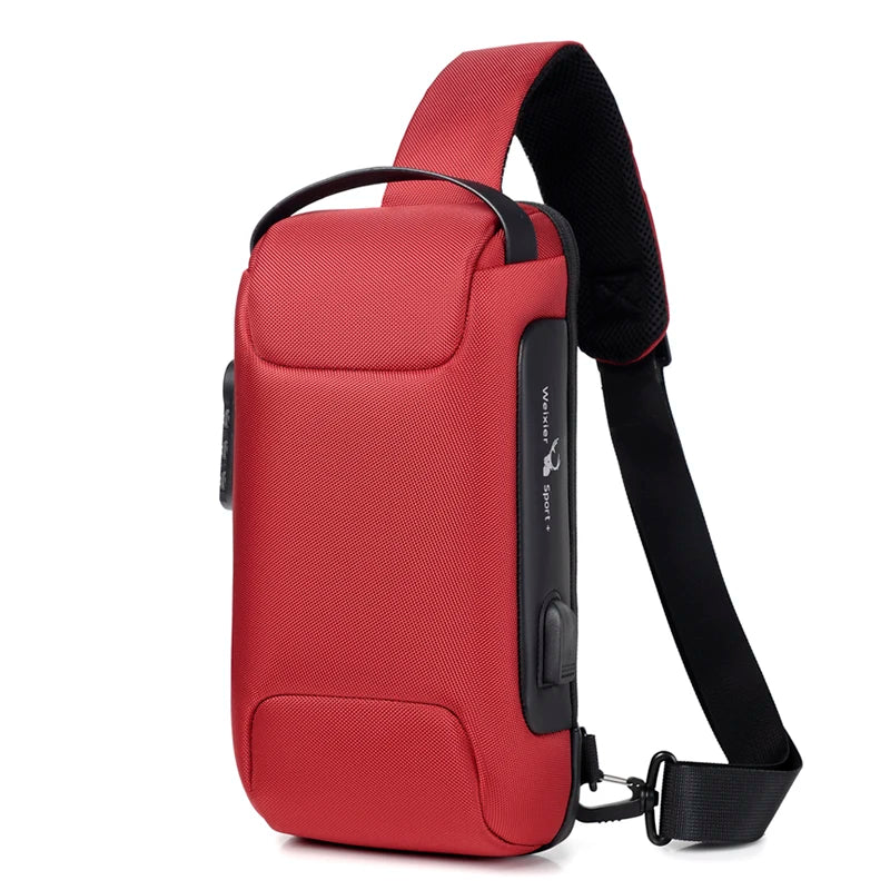 Shoulder Bag for Men Waterproof USB Man Crossbody Bag Anti-Theft Short Travel Messenger Sling Fashion Designer Chest Bag