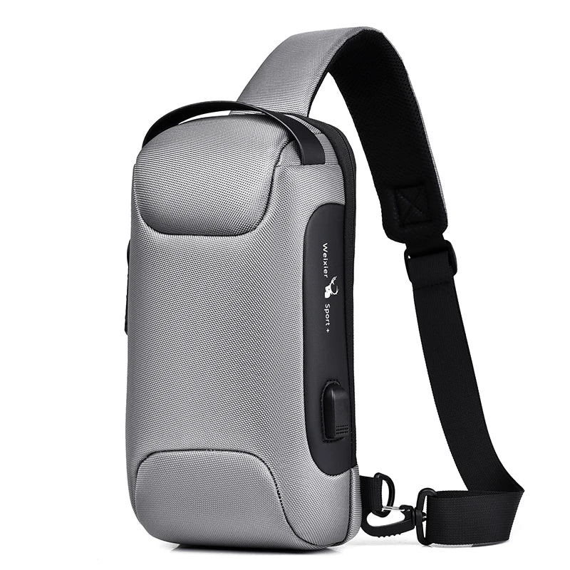 Shoulder Bag for Men Waterproof USB Man Crossbody Bag Anti-Theft Short Travel Messenger Sling Fashion Designer Chest Bag