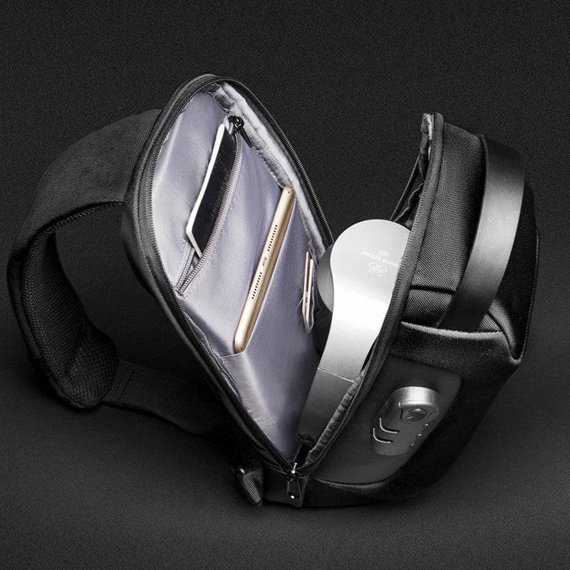 Shoulder Bag for Men Waterproof USB Man Crossbody Bag Anti-Theft Short Travel Messenger Sling Fashion Designer Chest Bag